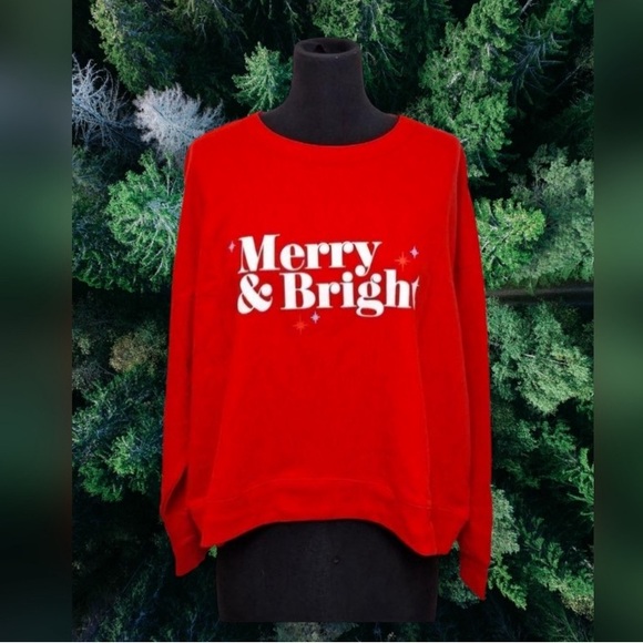 Target Wondershop NWT pajama top sweatshirt Merry and Bright - Picture 2 of 3